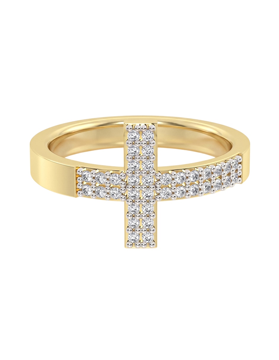 Anillo de cruz 10 k de oro zirconia brillante Anillo de cruz 10 k de oro zirconia brillante