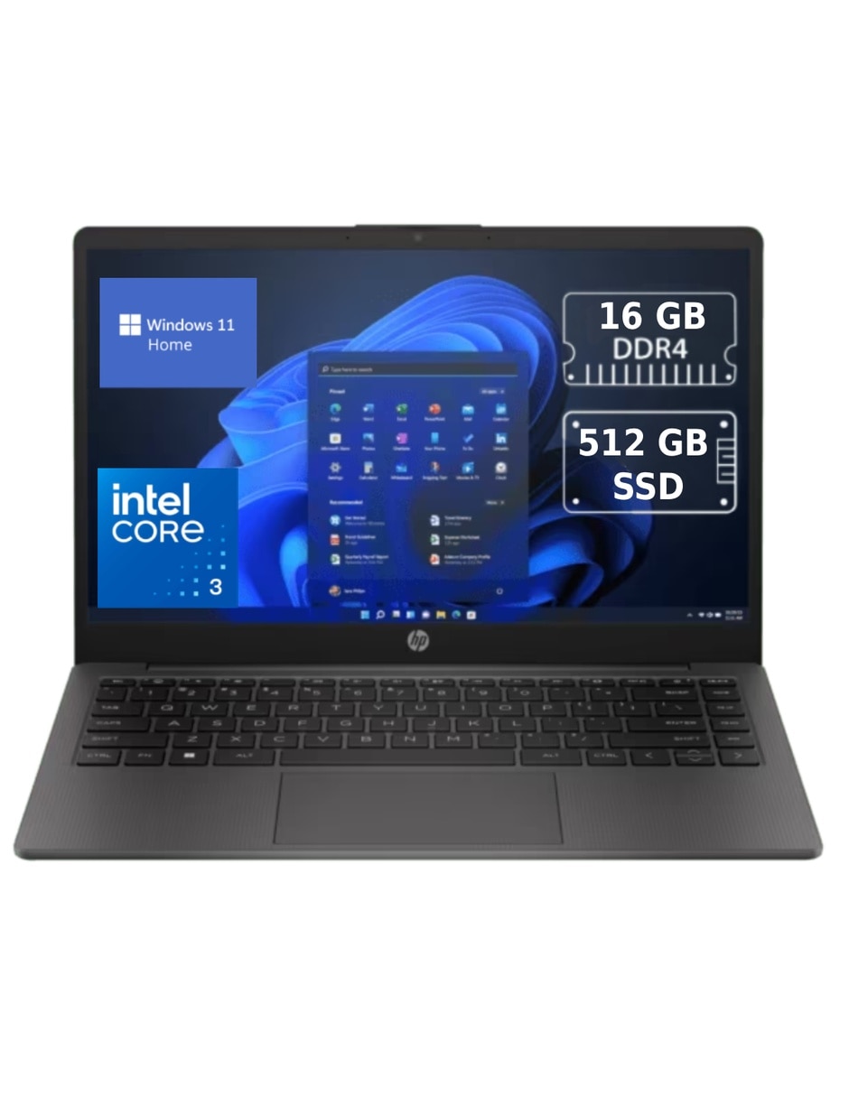 Laptop HP 240R G10 14a Gen 14 pulgadas HD Intel core 3 Intel UHD 16 GB RAM 512 GB SSD